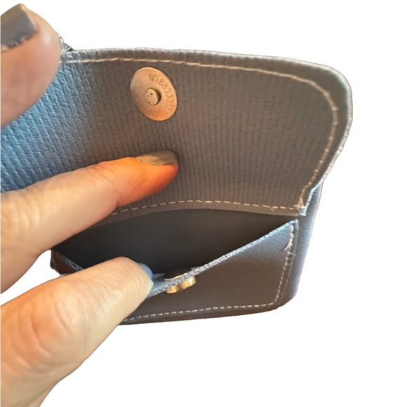 Leather Blue Small Keychain Zip Close Wallet - Picture 3 of 8